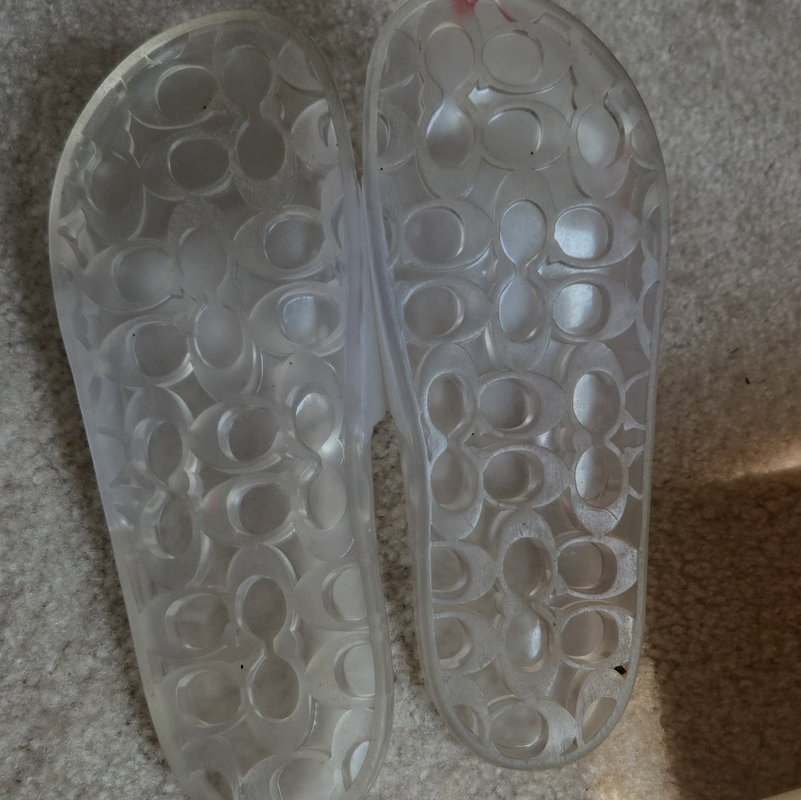 COACH Women’s Clear/White Logo Plastic Slide Sandals Slip On Casual US 8