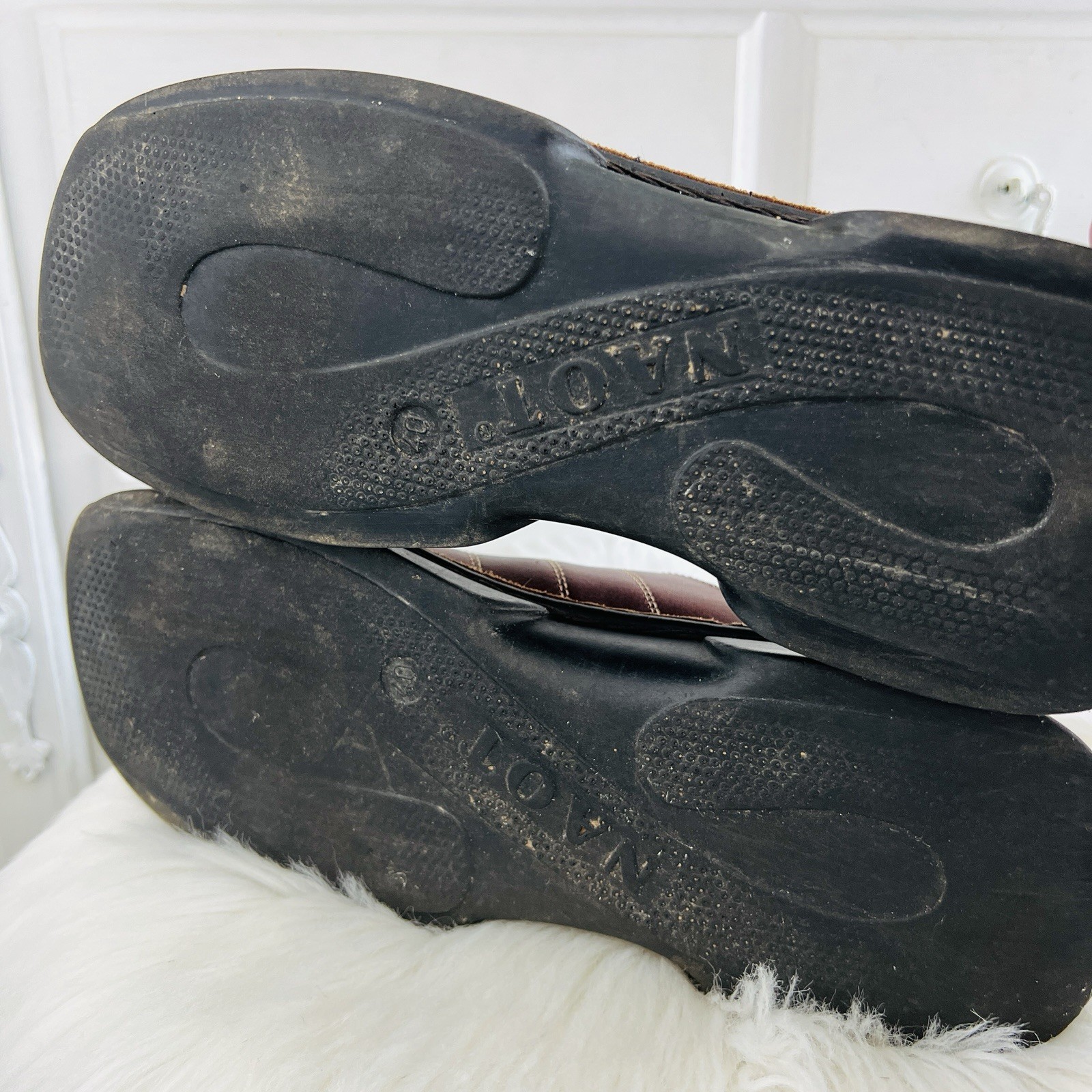 Naot Brown Oiled Leather Slip on Comfort Mules Clogs Padded Footbed EU40 US9-9.5