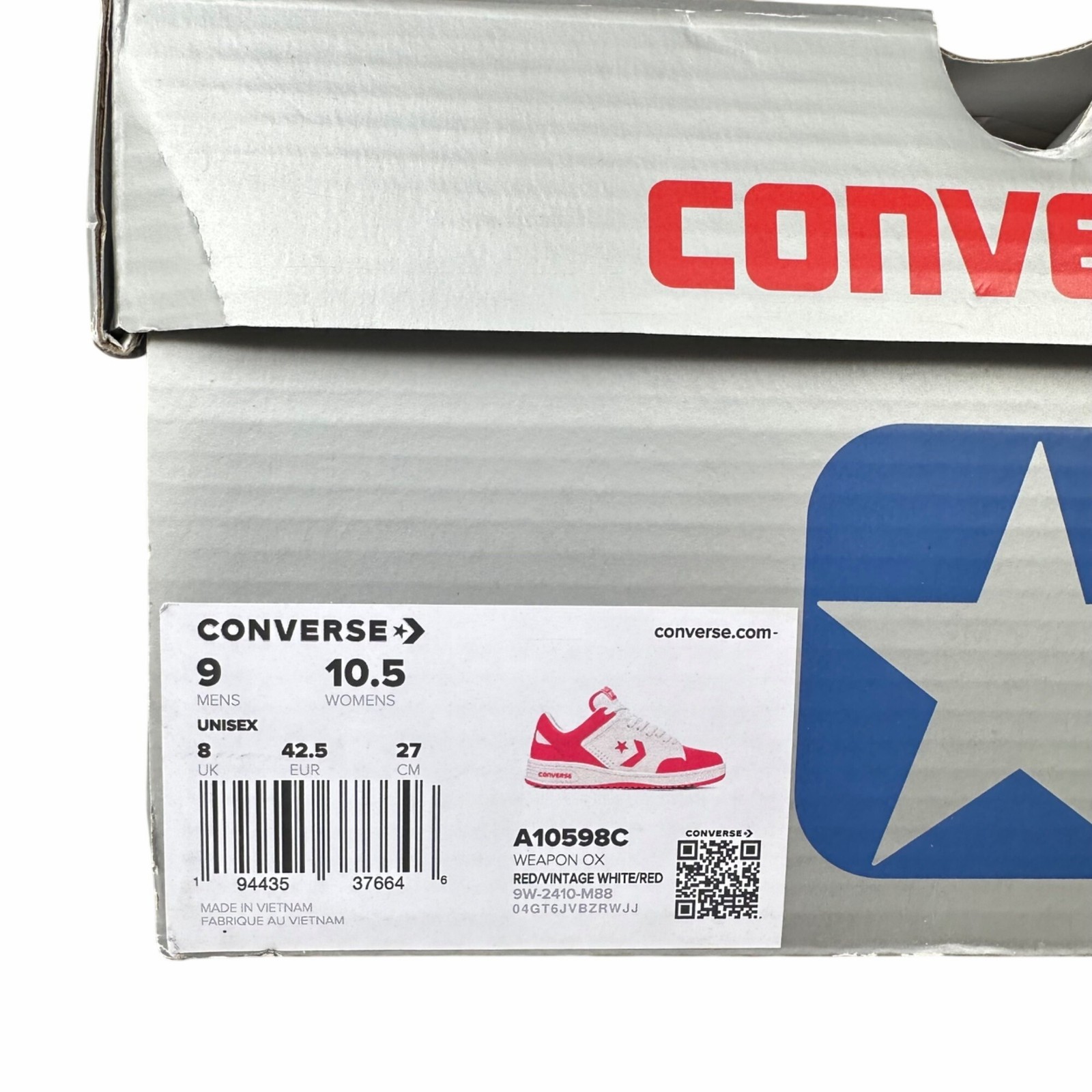 Converse Weapon Low Red White 10.5 Women Shoes Bird Magic Erving Sneaker A10598C