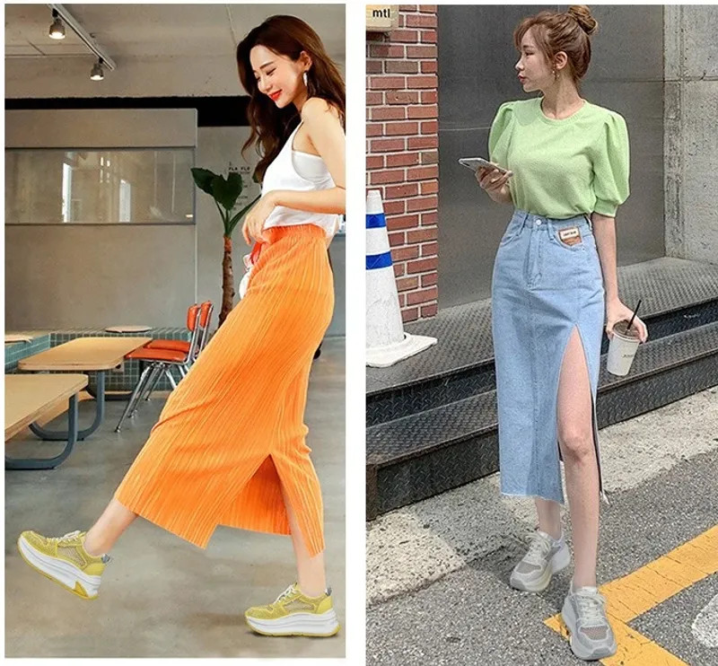 7cm Air Mesh Microfiber Leather Chunky Sneaker Shoes Women Platform Wedge Comfy
