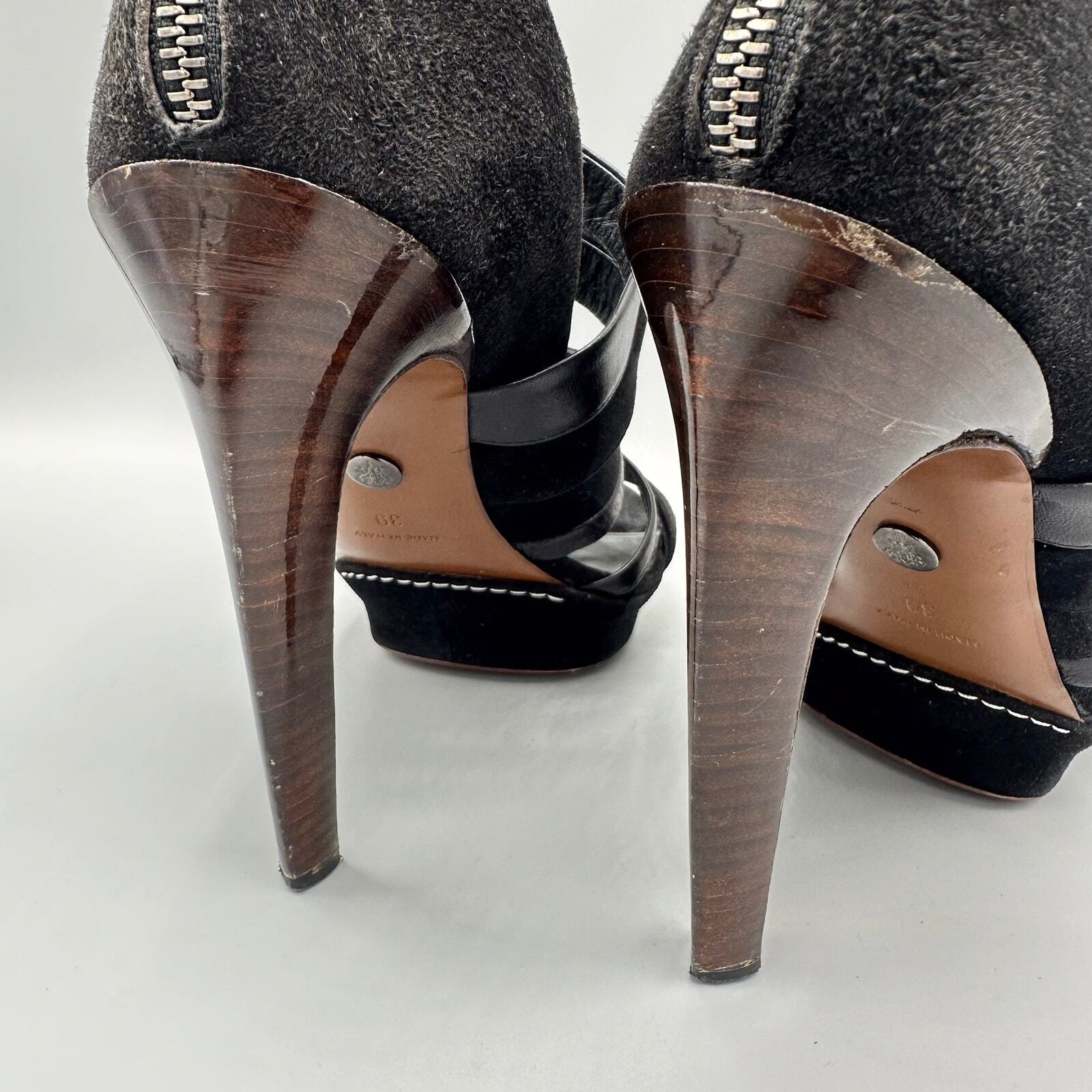 Emilio Pucci Platform Caged Heels Size 39 9 US Suede Leather Designer Strappy