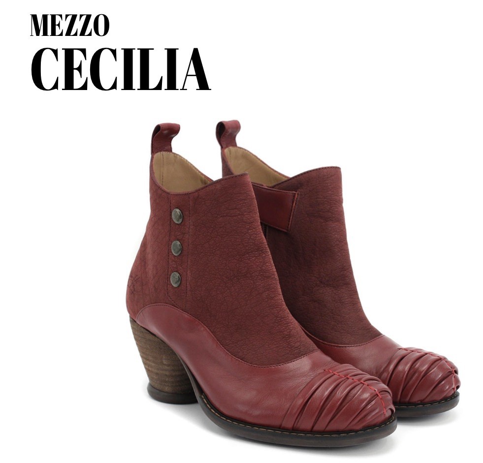 Fluevog EXCELLENT Mezzo Cecilia burgundy/red ruched tie ankle boot -8.5 (fits 8)