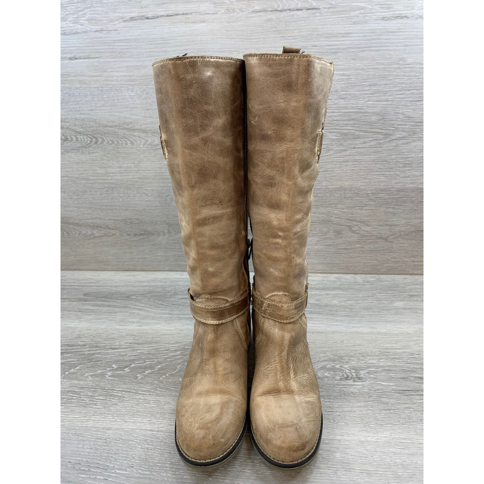 Corral Women’s Boots Western Distressed Tan Leather Tall 7 Harness Shoes