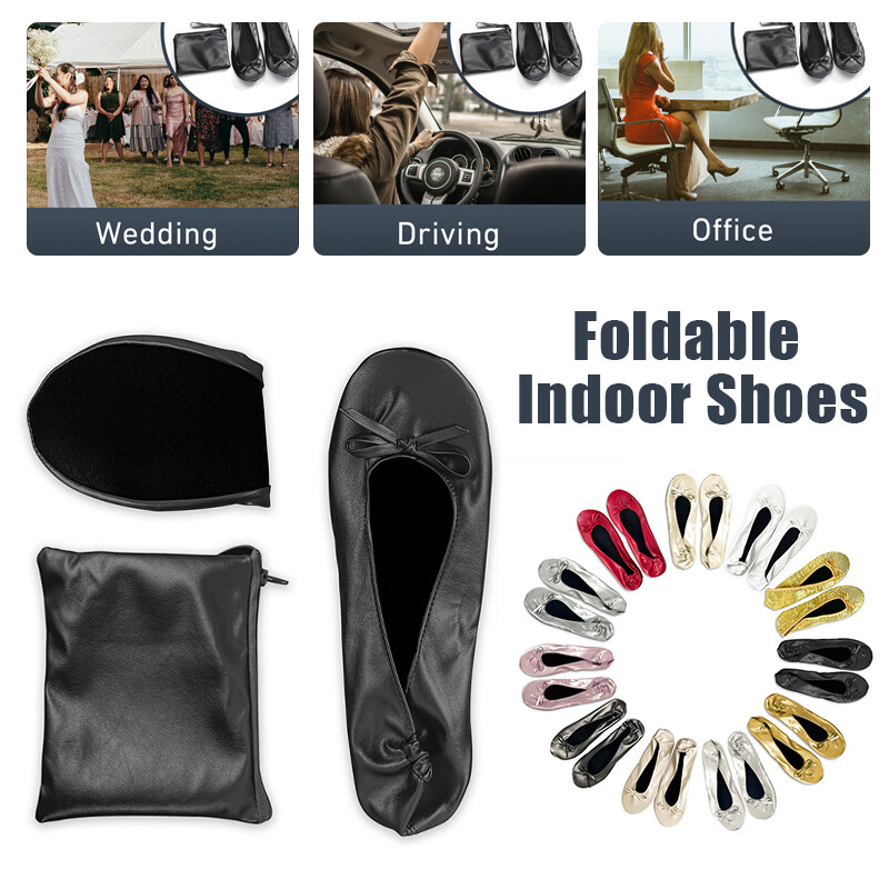 Women Foldable Ballet Flat Roll Slipper Shoes Dance Party Shoes Travel Portable