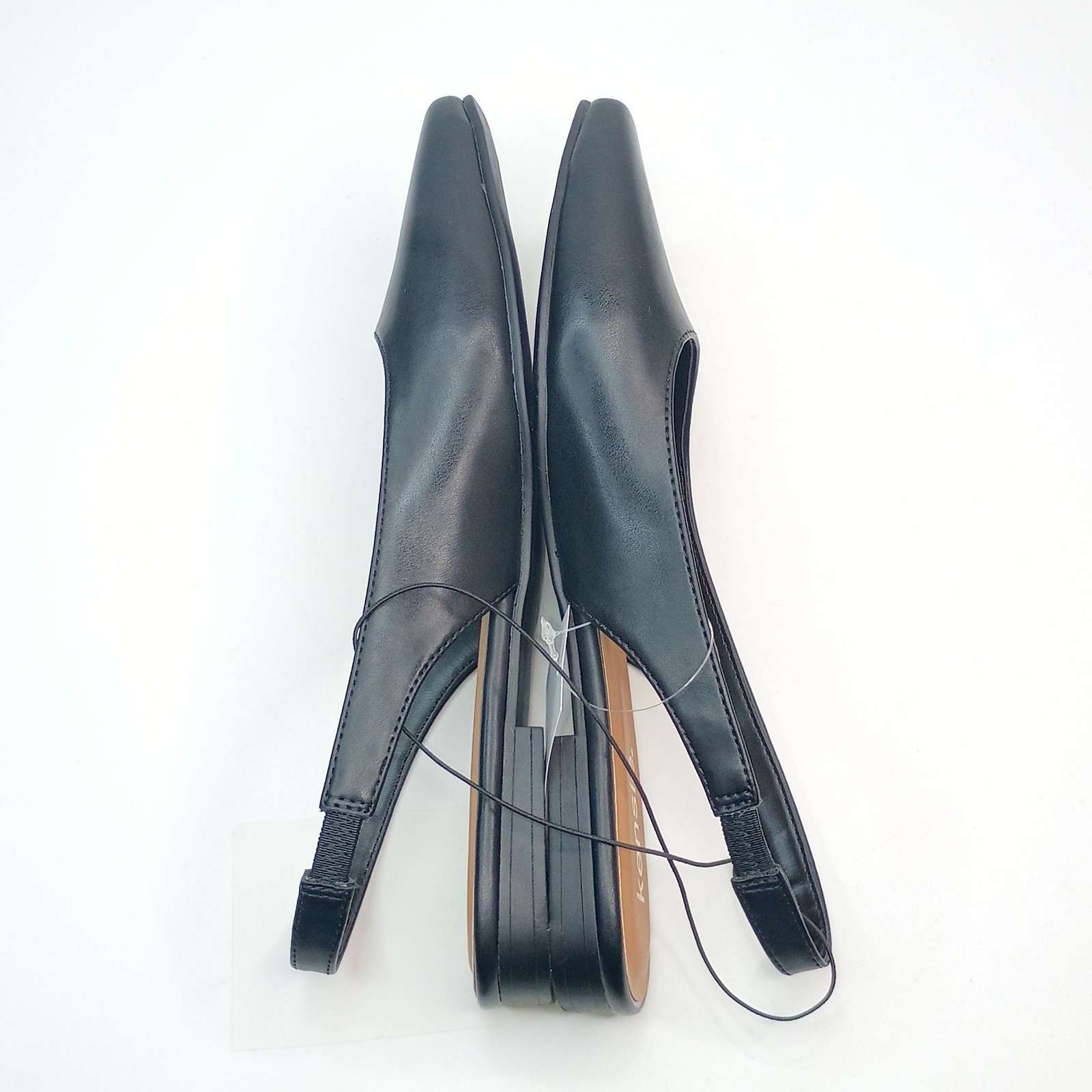 Kensie Felice Flats Slingback Square Toe Women Size 9 Black Block Heel Slingback