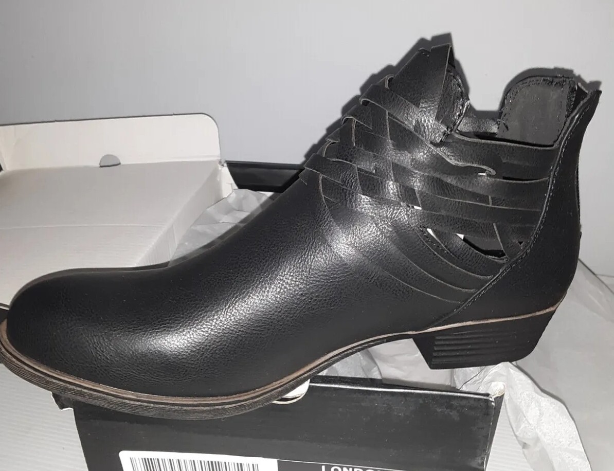 London Fog Womens «Mittle» distressed BLACK Booties Size 9 M CUTE NEW (☆#00u)