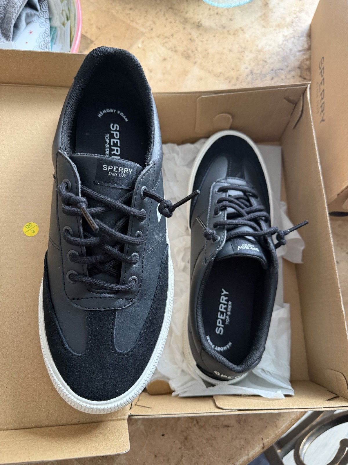 Sperry Pier Wave Black Memory Foam Lace Up Low Top Women’s Sneakers STS87263