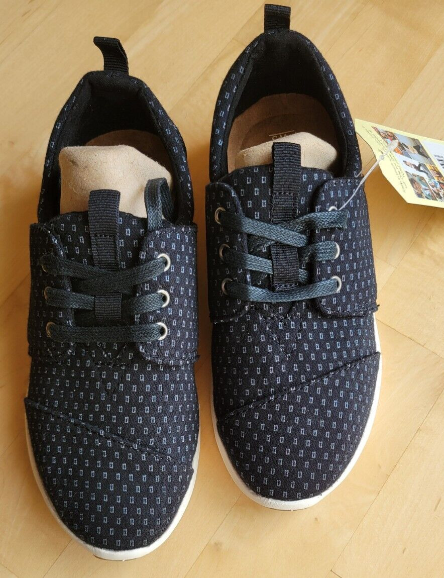 Toms Del Rey Lace Up Black Sliver Sneakers Casual shoes Size 5