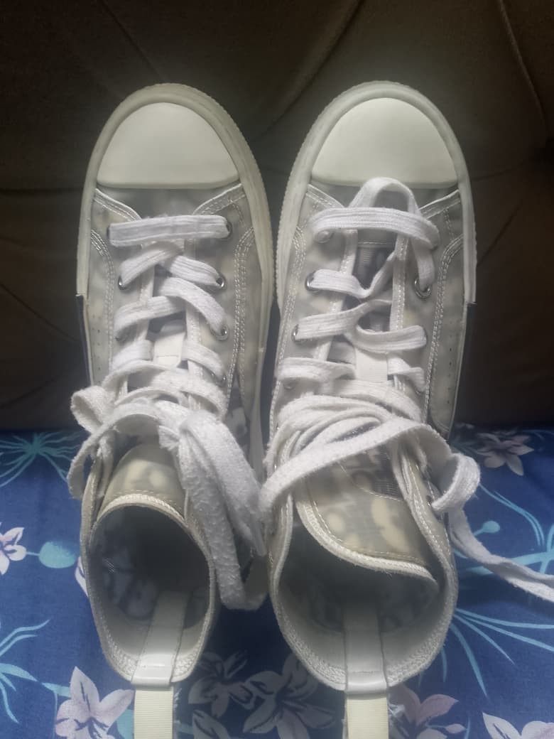 Dior B23 HIGH-TOP SNEAKER White/Gray Oblique Canvas Eu Size 36