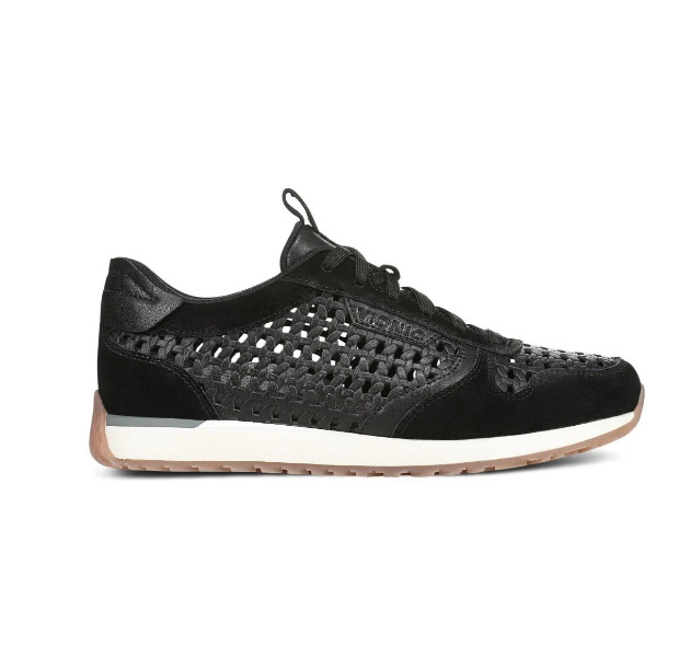 VIONIC Women’s Monarch Woven Sneaker – Black Leather, Medium (NEW)