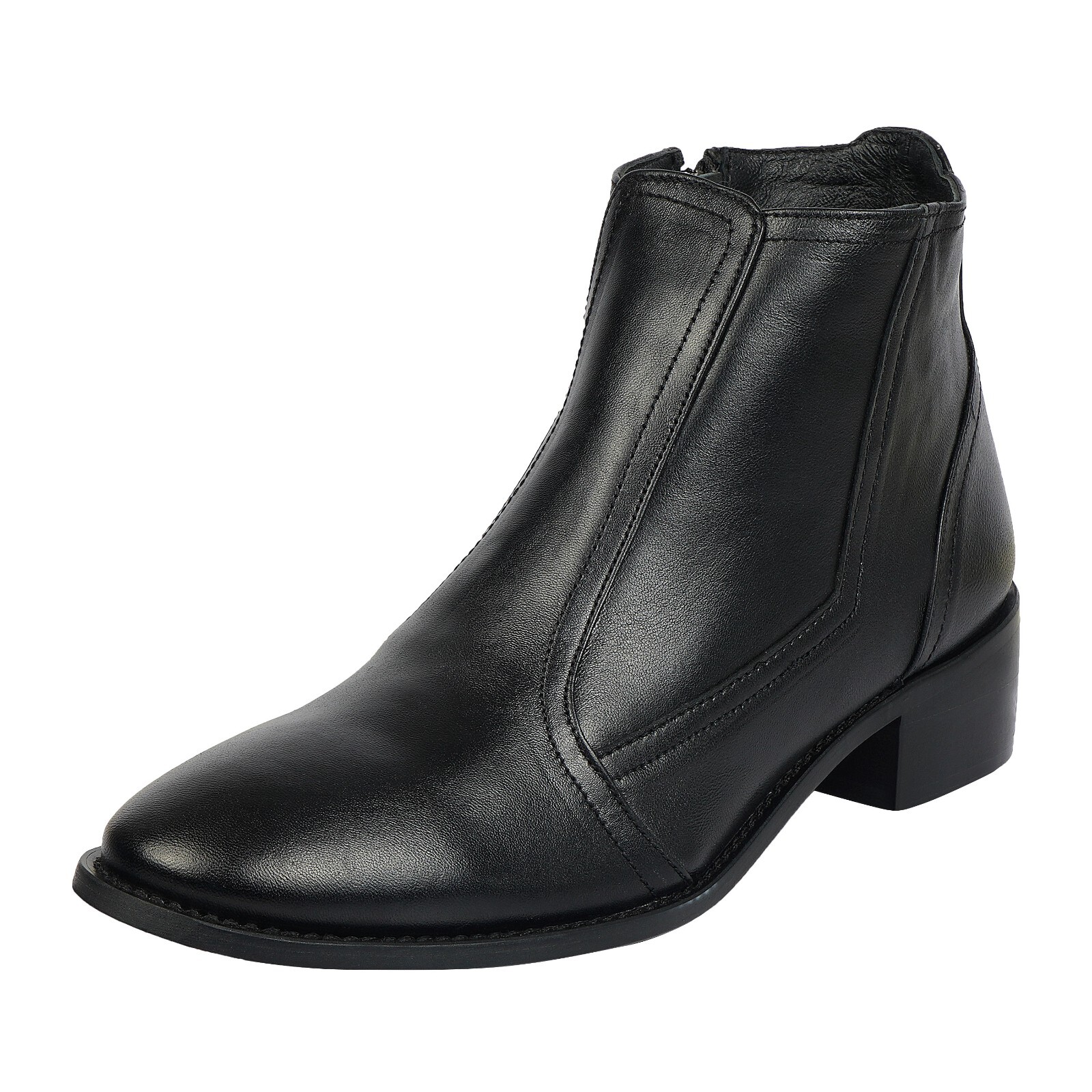 LIBERTYZENO Womens Genuine Leather Plain Toe Ankle Length Zipper Chelsea Boots