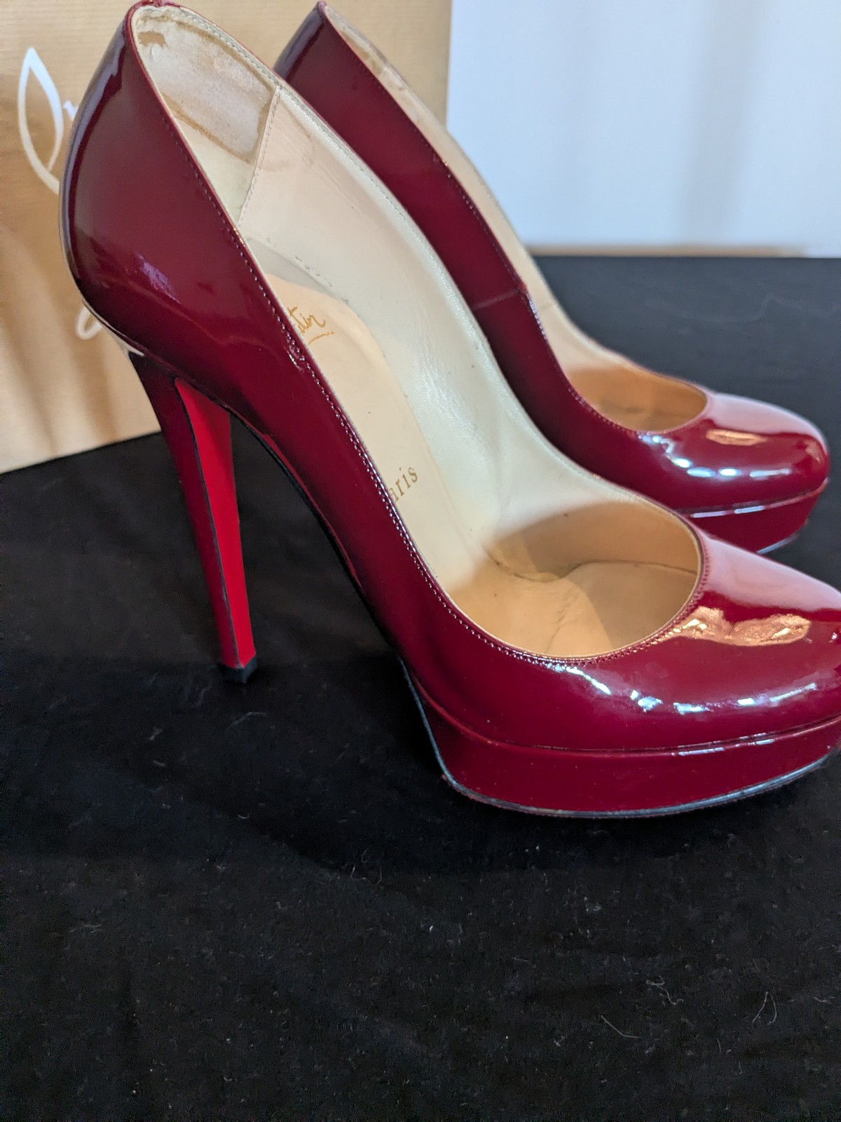 Red Patent Leather Christian Loubotin Bianca Pumps Sz 37 1/2