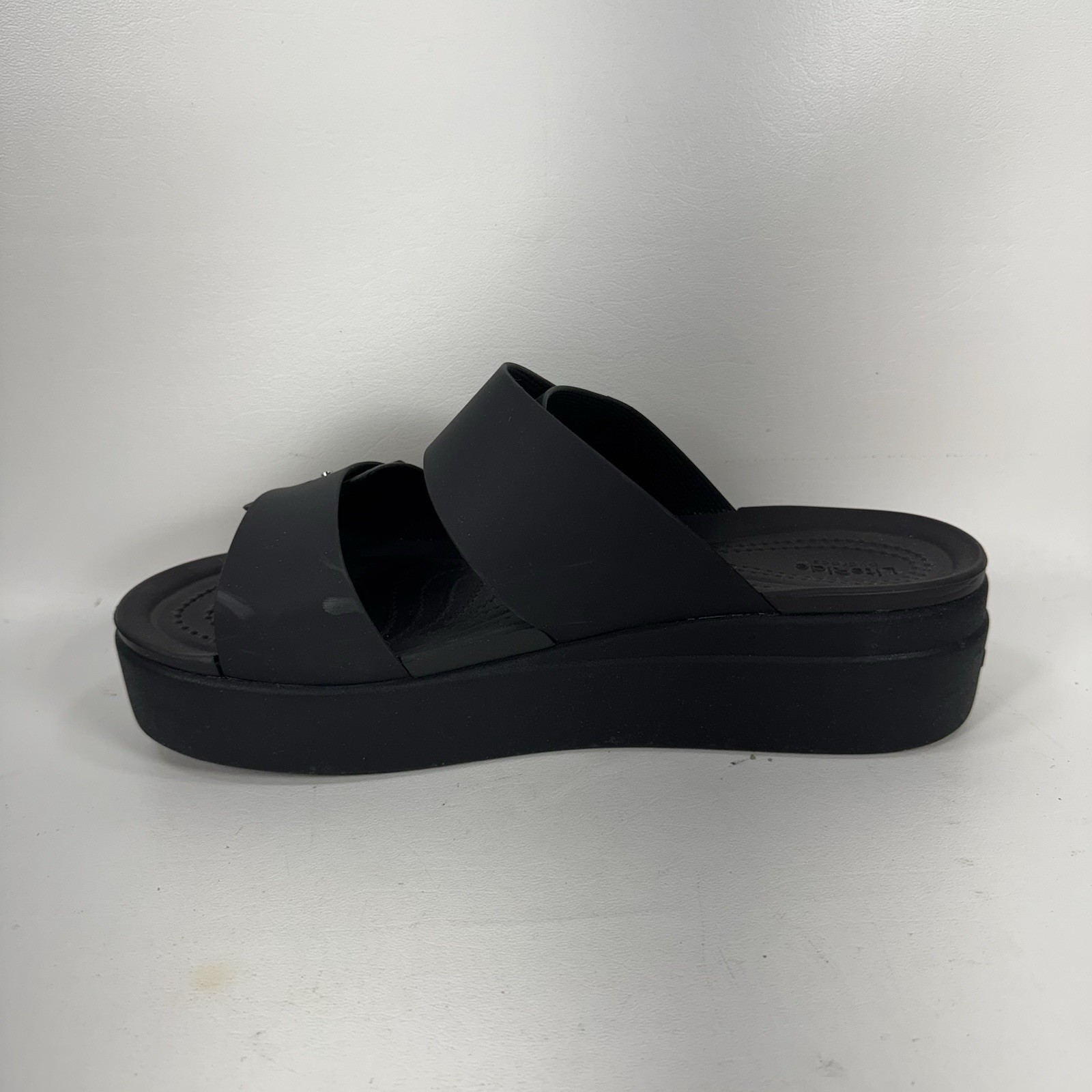 Crocs Brooklyn Buckle Low Wedge Platform Slide Sandals Black Women’s Size 11