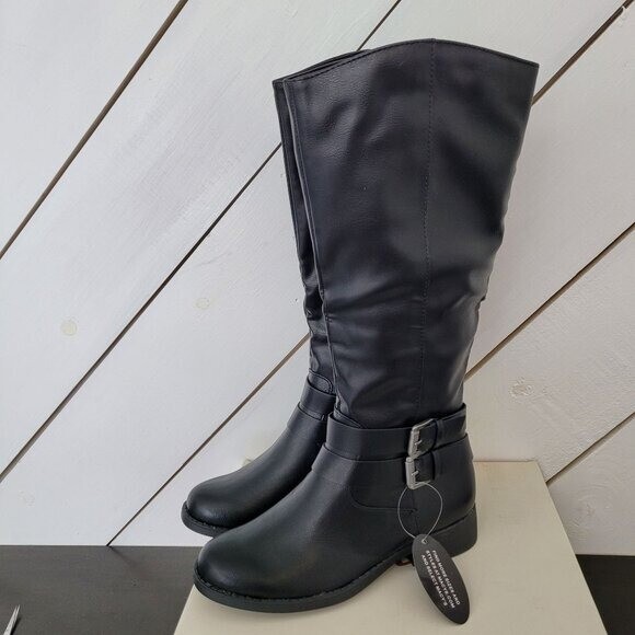 NEW Style & Co. Womens Maliaa Black Knee-High Boots 6M Man-Made Upper & Sole