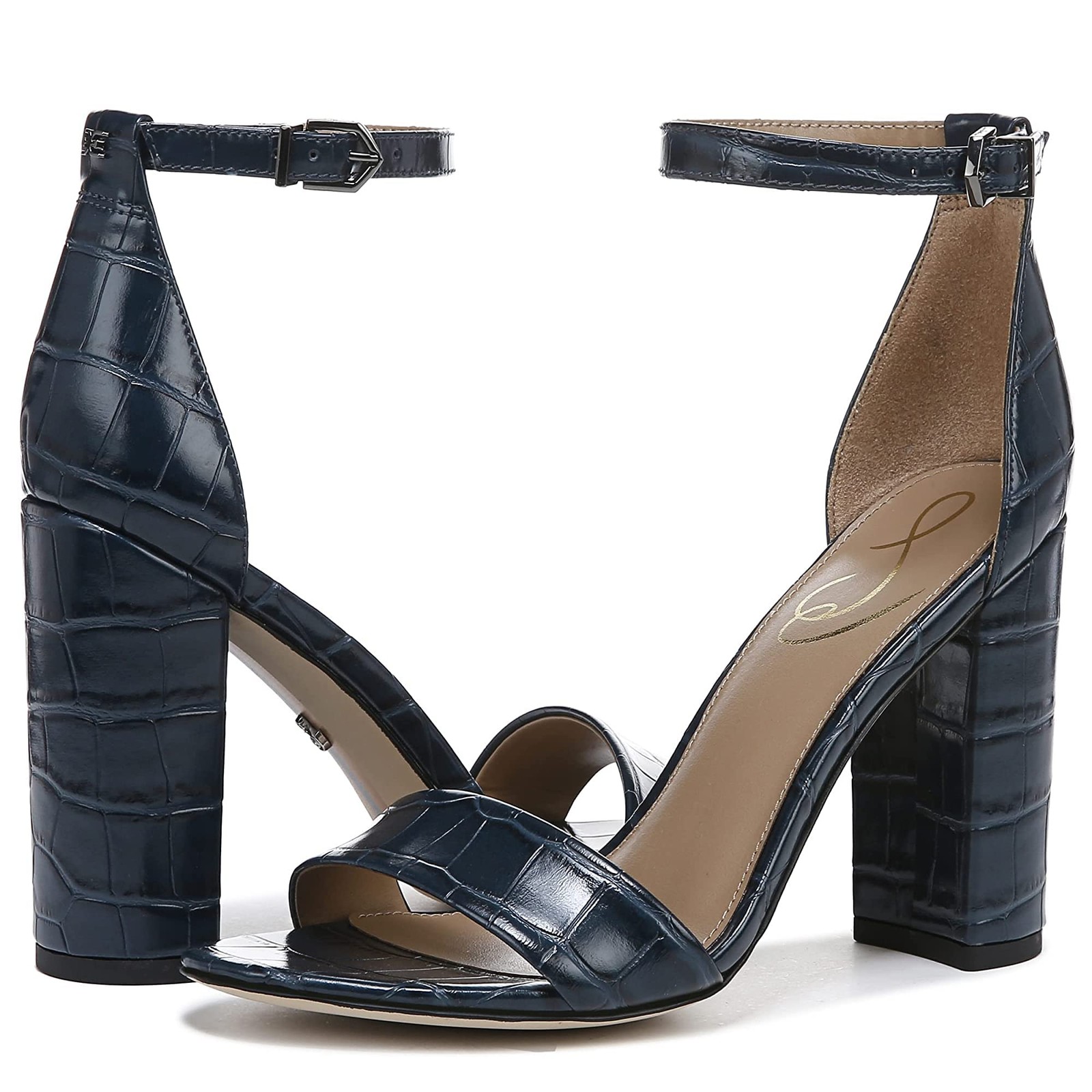 Sam Edelman Yaro Ankle Strap Sandal Heel Navy 1 7 W
