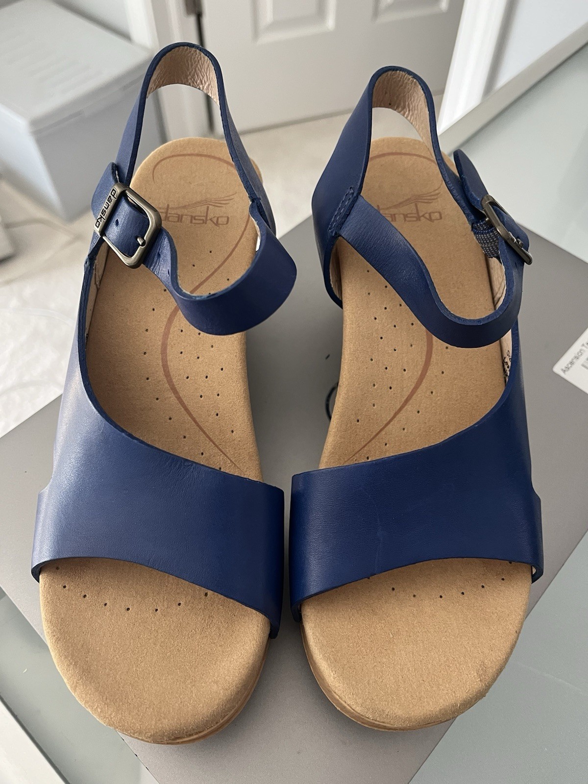 DANSKO Tasha EU 36 / US 5.5-6 Royal Blue Leather Slingback Wedge Sandals EC