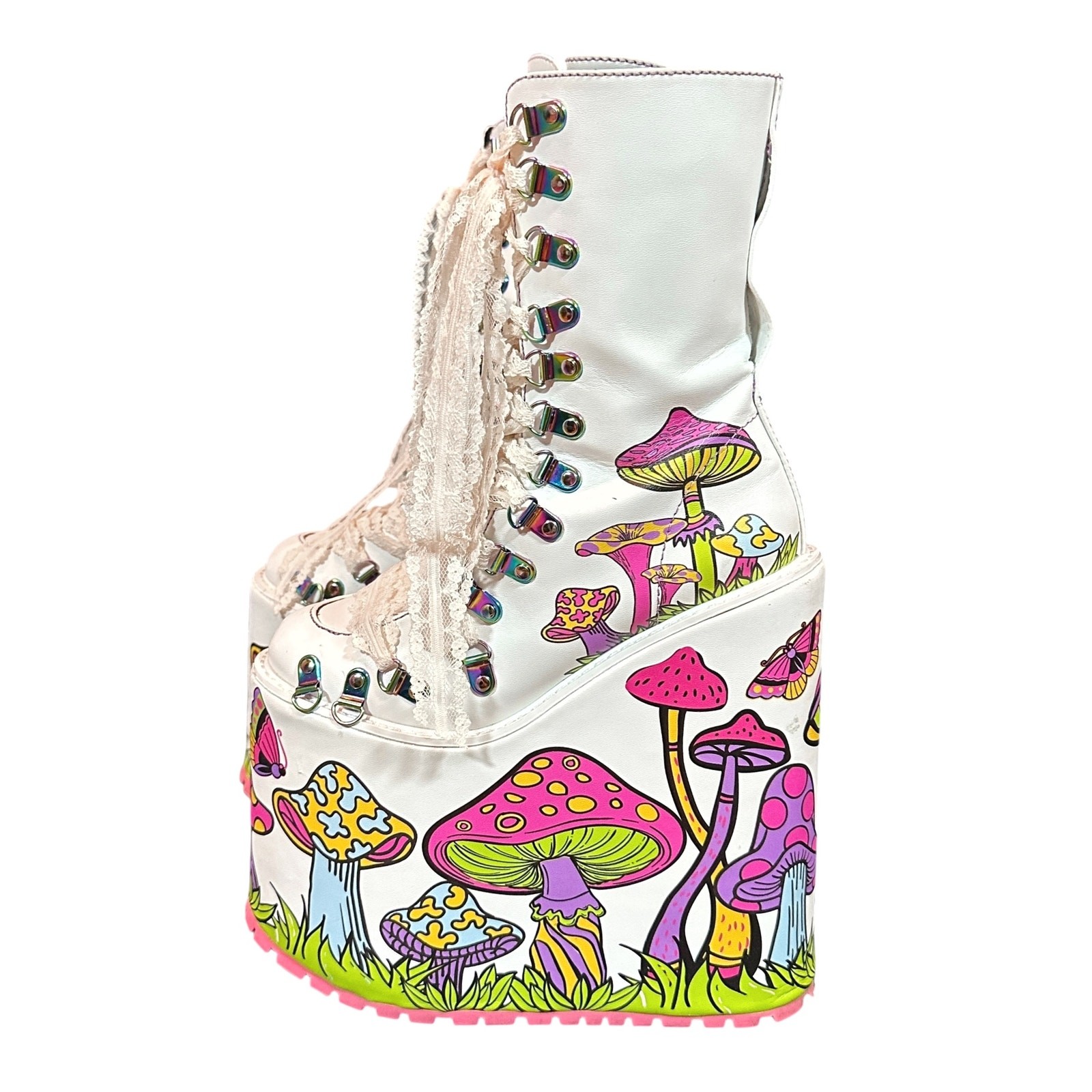 Current Mood Psychedelic Fairytale Double Stack Traitor Boots – White – 6M