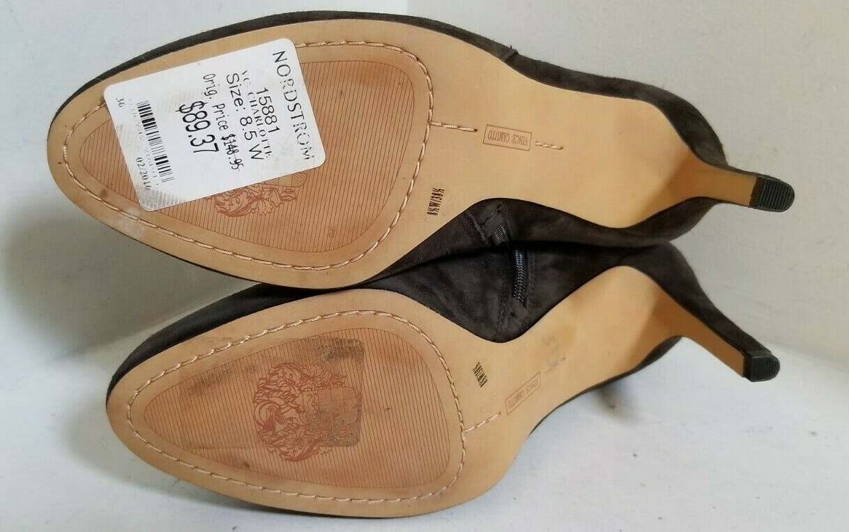 Vince Camuto 8.5W Charlotte BROWN Soft Suede Dress Ankle Boot 3.25″ Heel Zip Up