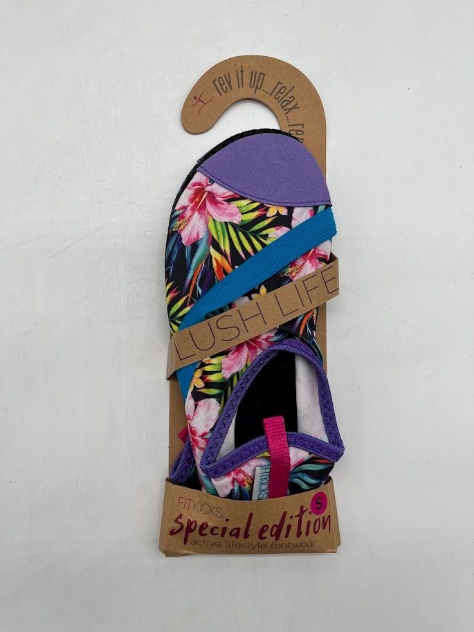 FitKicks Womens Small Lush Life Floral Slip On Active Foldable Travel Shoes