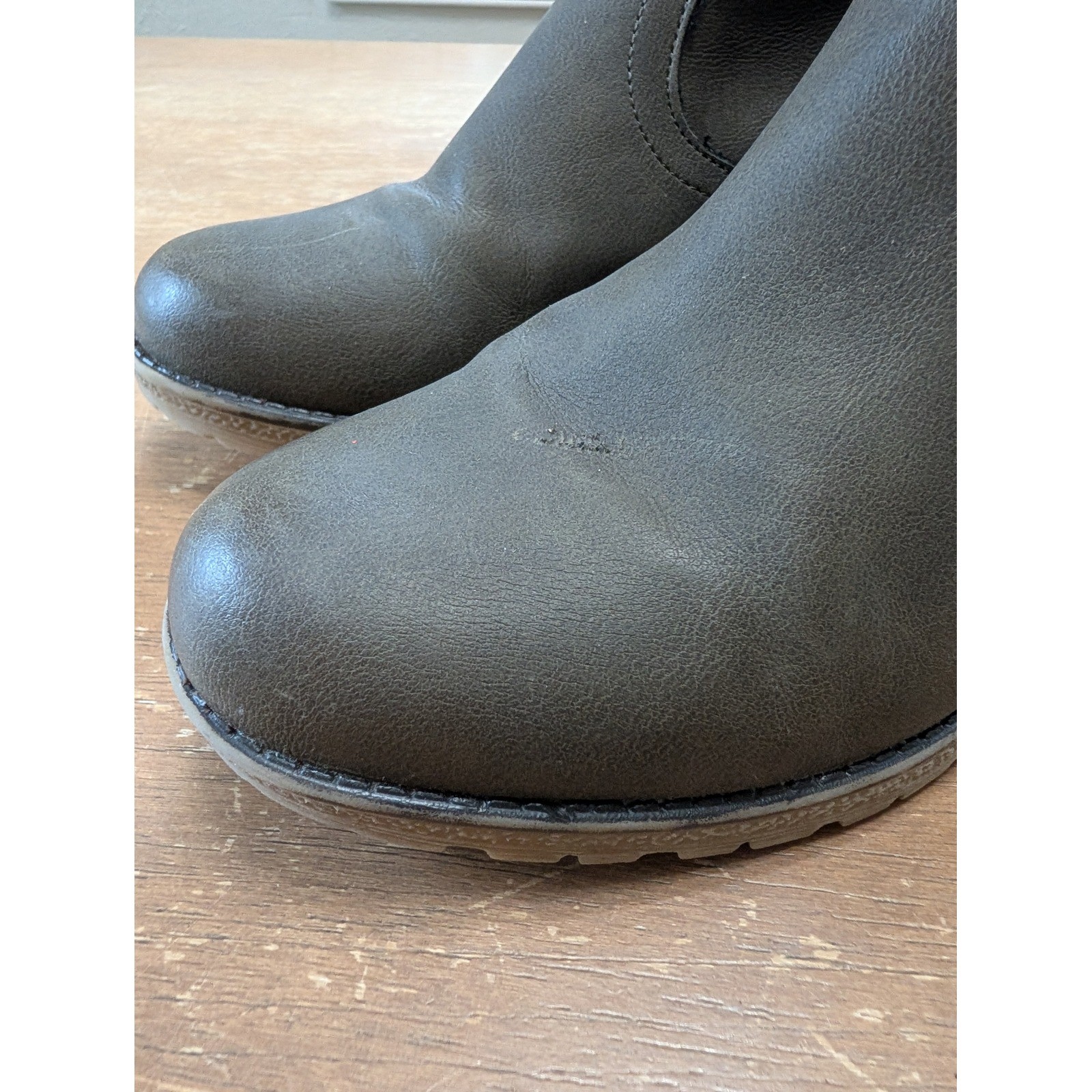 spring Step Womens Faux Leather Ankle Boots Knit Sweater Cuff Block Heel 39