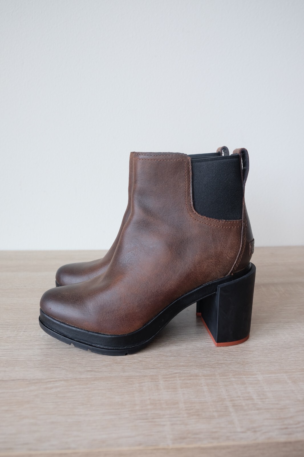 A+ Womens Sorel Blake Chelsea Boot Burro Brown 7 Waterproof High Block Heel