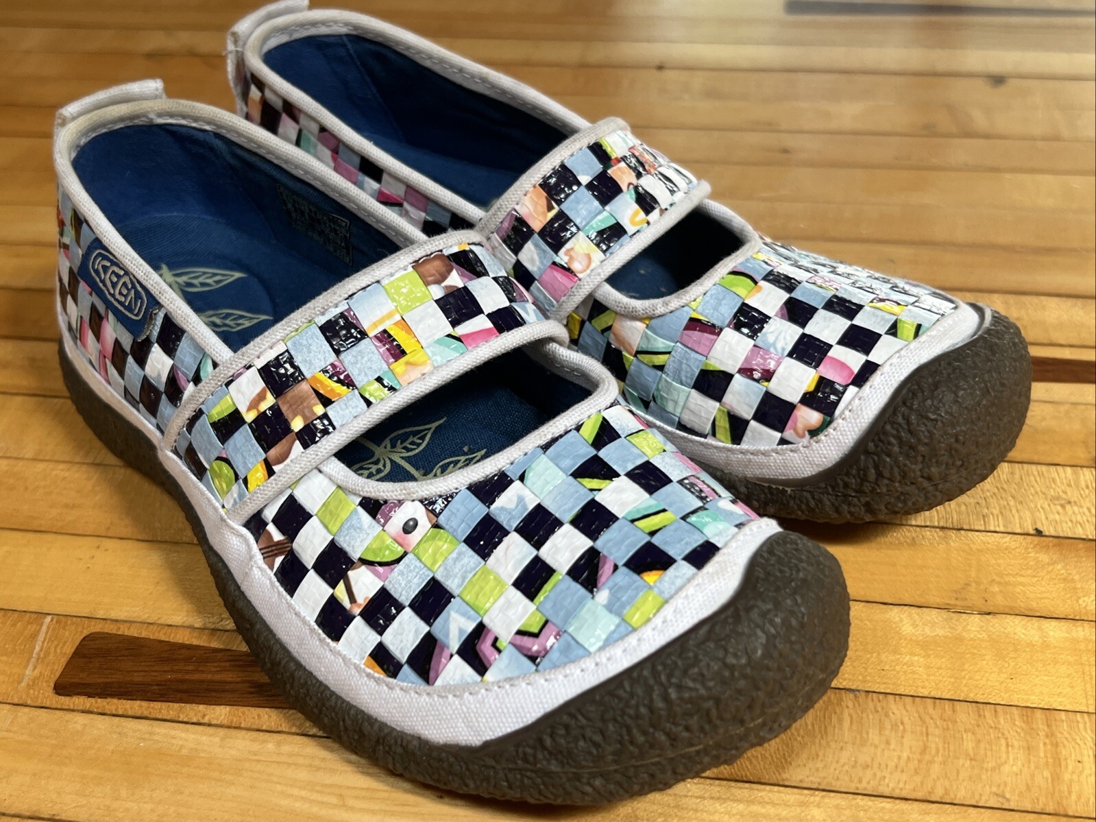 Keen Harvest Rice Bag Woven Slip On Mary Jane Shoes Womens 6 Checkerboard