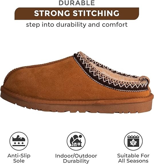 Women’s Chestnut Suede Slippers Soft Lined Indoor Outdoor Wear