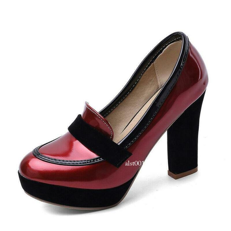 Women’s Platform Plus Size Pointed Chunky Block Heeled Pumps Shoes Party