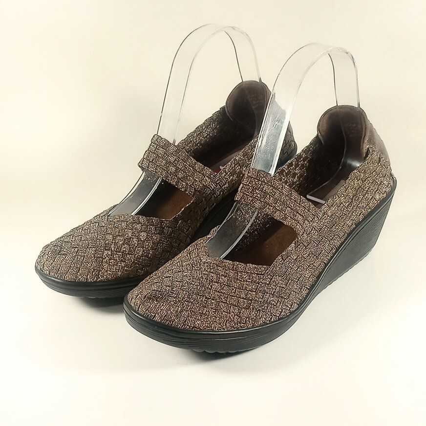 BareTraps Ursala Womens 8.5M Bronze Woven Wedge Heel Slip On Shoes