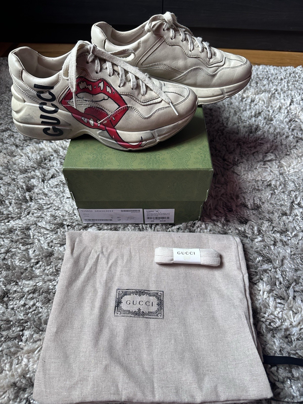 Gucci Womans Size 38.5 Rhyton Sneakers.(Box And Dust Bags) AUTHENTIC!