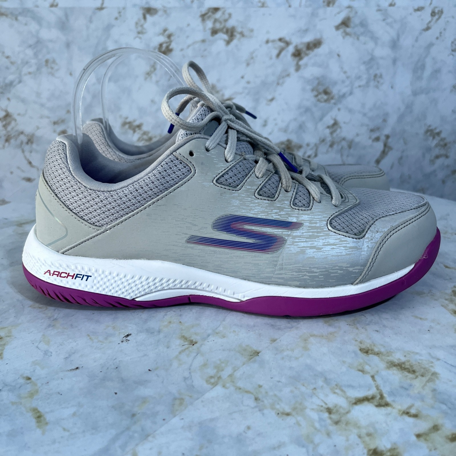 Skechers Viper Court Womens Size 10 Tennis Shoes Gray Purple Pickleball Sneakers
