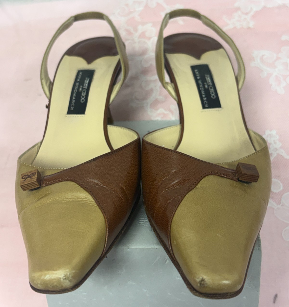 Jimmy Choo for Anya Hindmarch-Women-Beige/Brown heel Shoesd.Us Sz-6/Eur-36,5.Ita