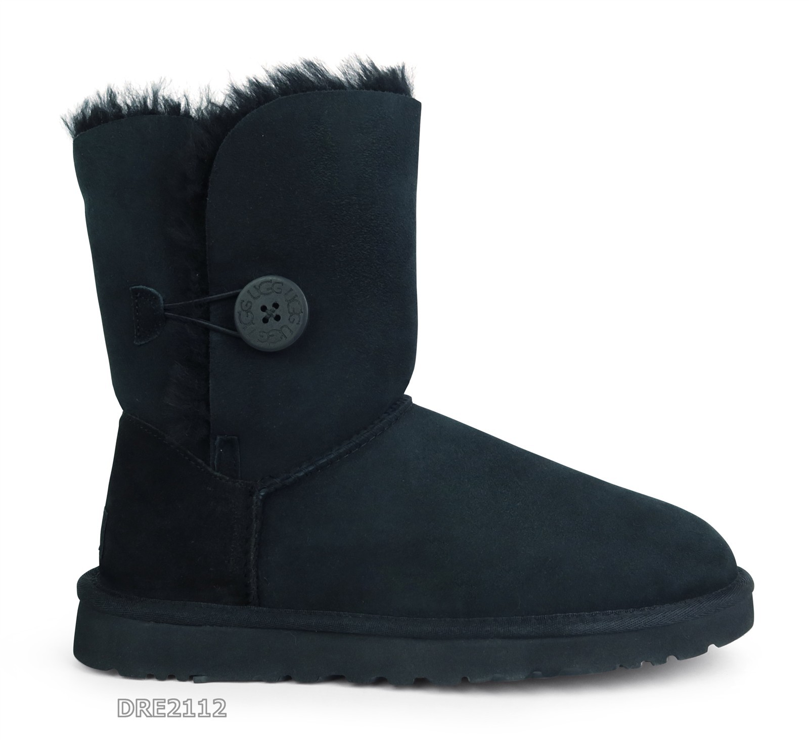 UGG Australia Bailey Button Black Suede Fur Boots Womens Size 11 *NIB*
