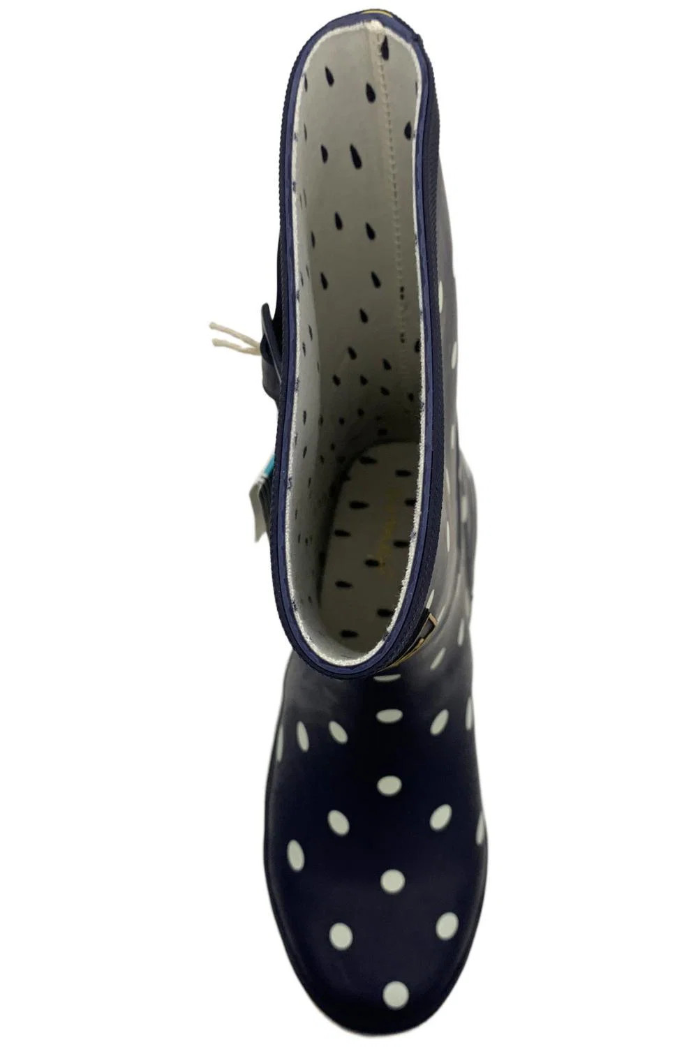 Joules Mid Rain Boots Molly Welly Polka Dots Navy