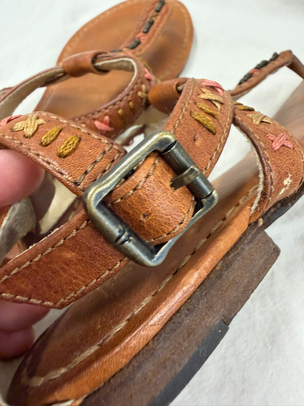 Frye Carson Boho Thong Huarache sandals featuring colorful stitched details
