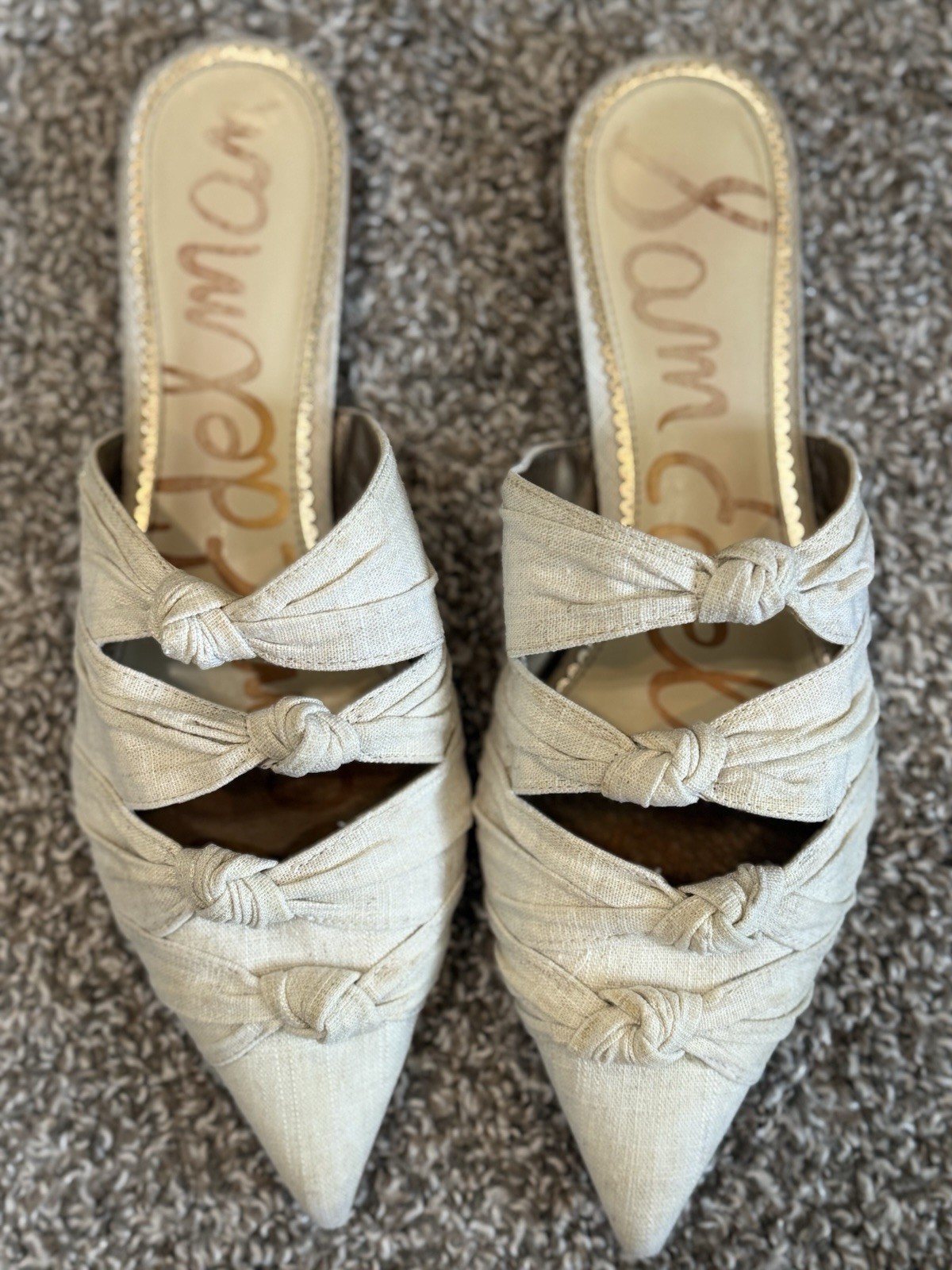 Sam Edelman Shanti Flats Mules Natural Size 9.5 Knotted Slip On Casual