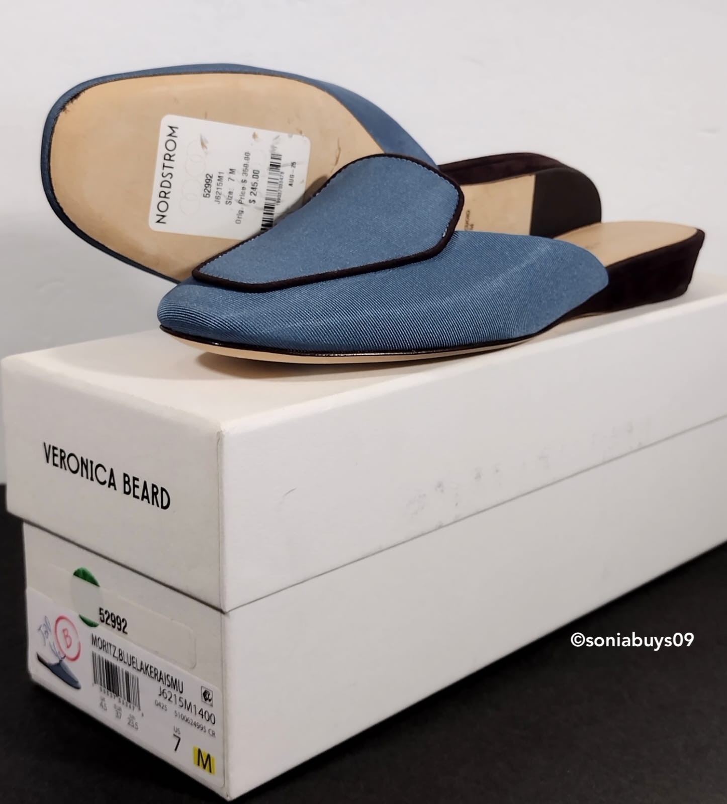 Veronica Beard Women’s Moritz Mule, J6215M1400, Blue Lake Raisin, Size 7M