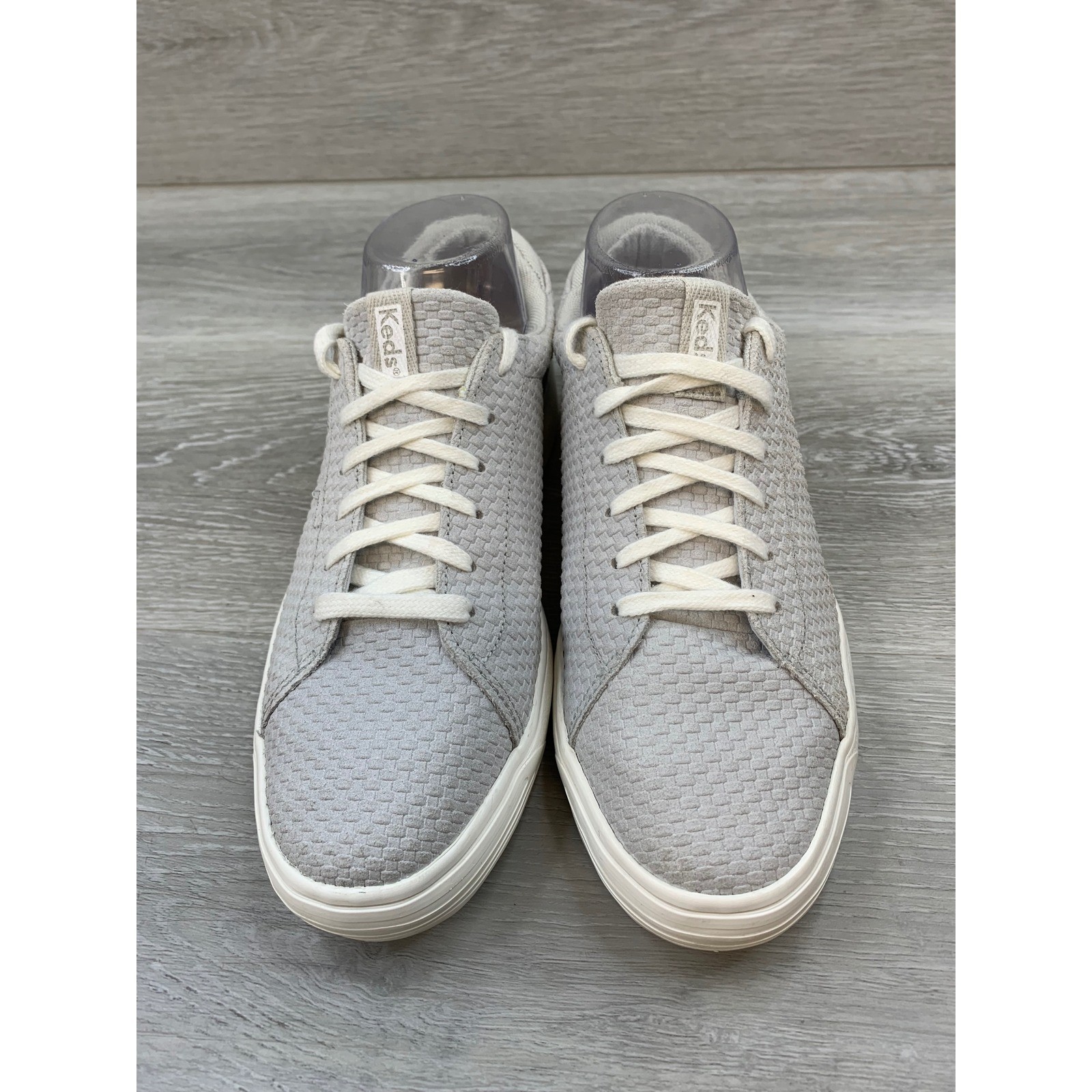Keds Jump Kick Women’s Woven Light Grey Low Top Lace Up Sneakers 8