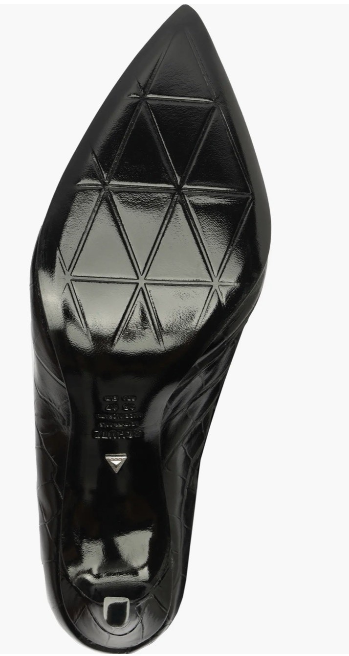 Schutz Maryana Black Croc Embossed Leather Boots Women’s Size 8.5 Block Heel
