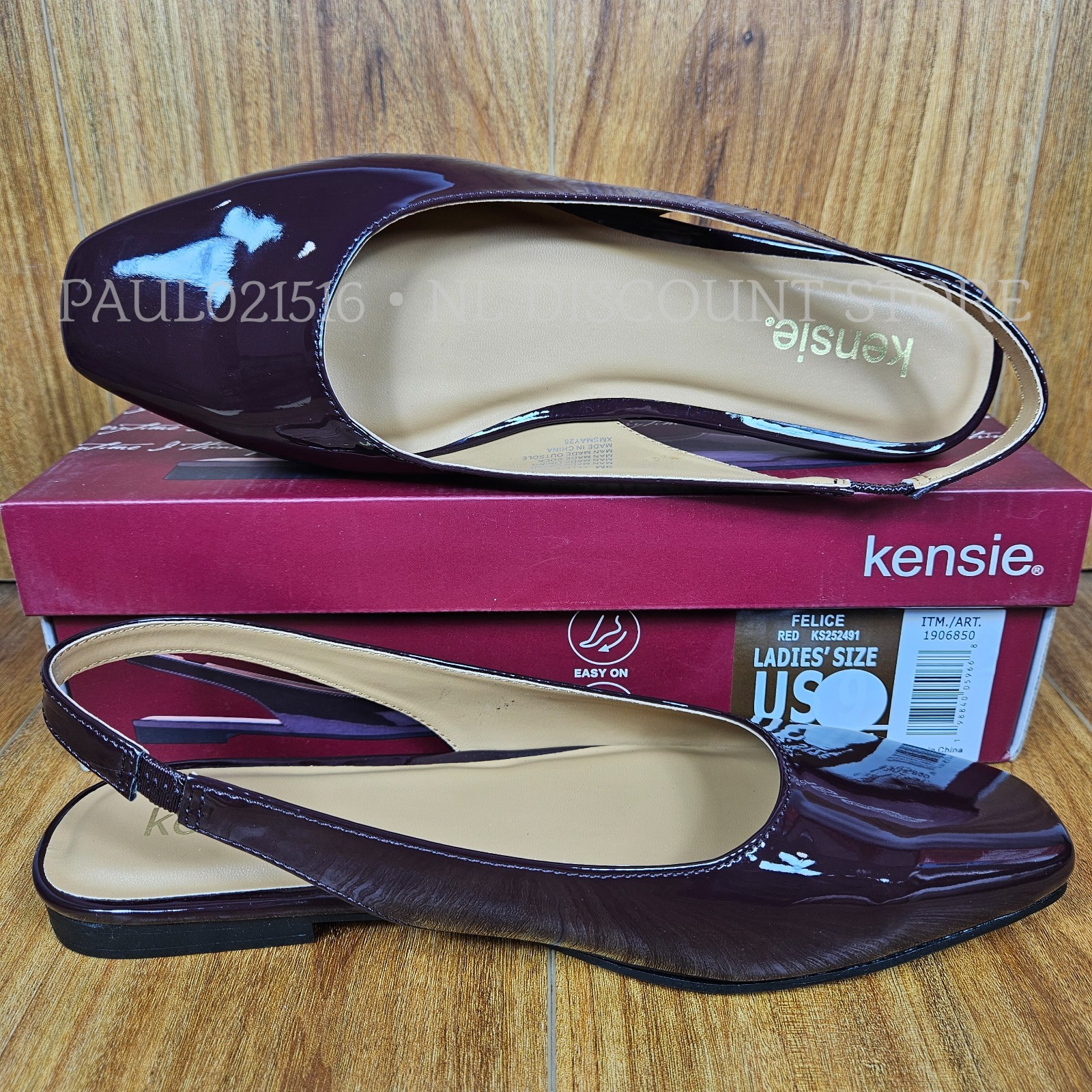 KENSIE Women’s Felice Slingback Flats ~ Red(Gloss) ~ Various Sizes