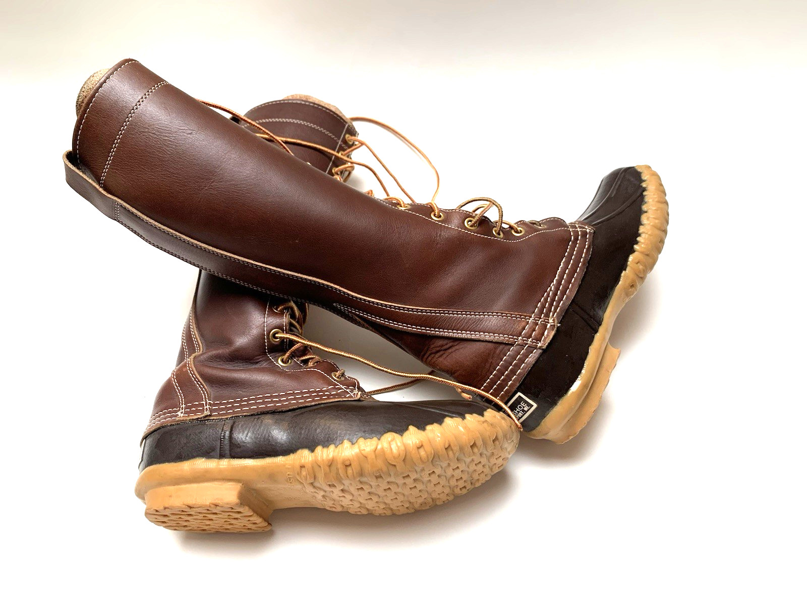 Women’s Size 5 Medium L L BEAN Maine Hunting Boots TALL LACE UP 16″ – NICE !