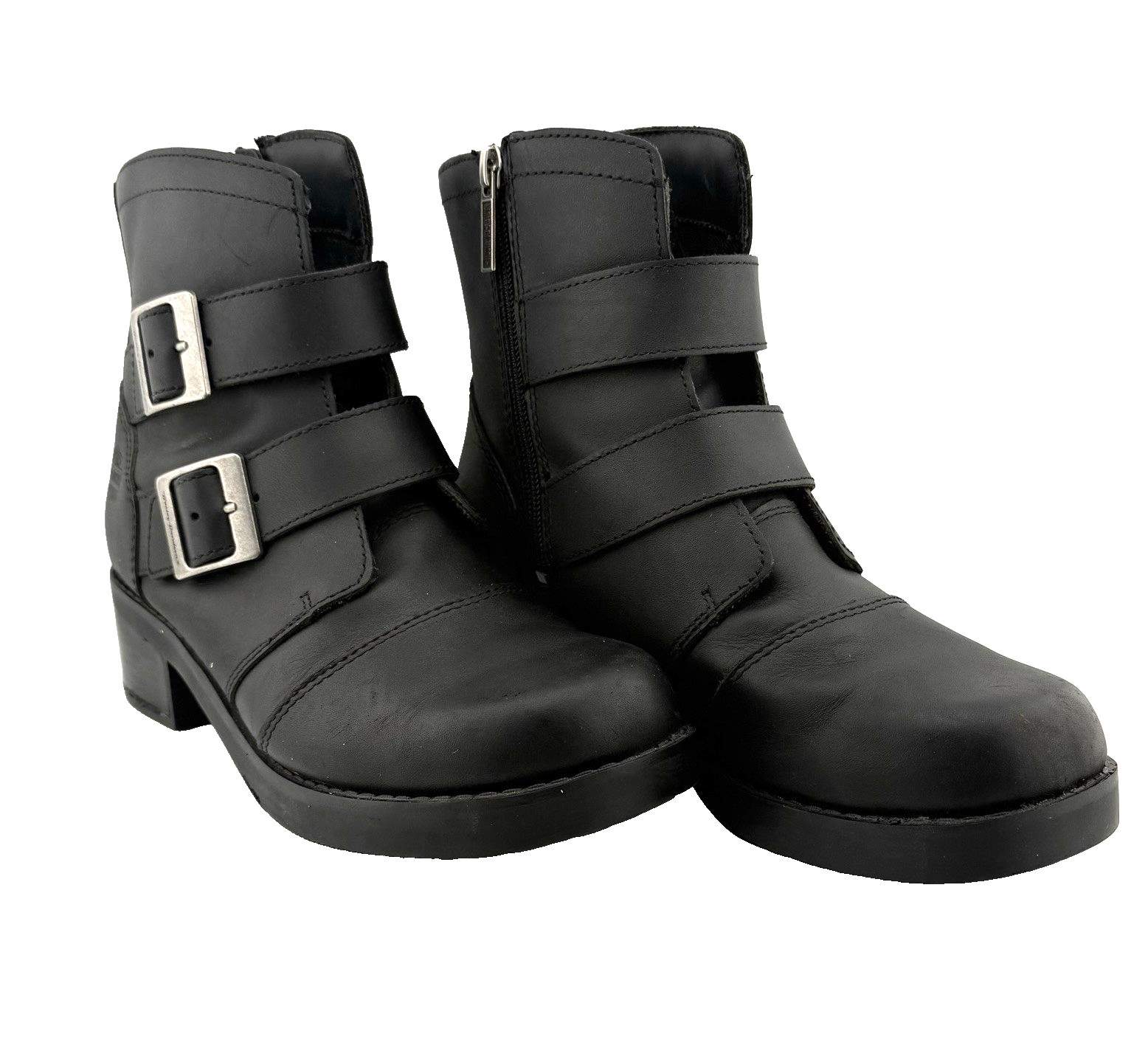 Harley Davidson Womens Black Biker Motorcycle Gothic Buckle Boots 8.5M CLEAN