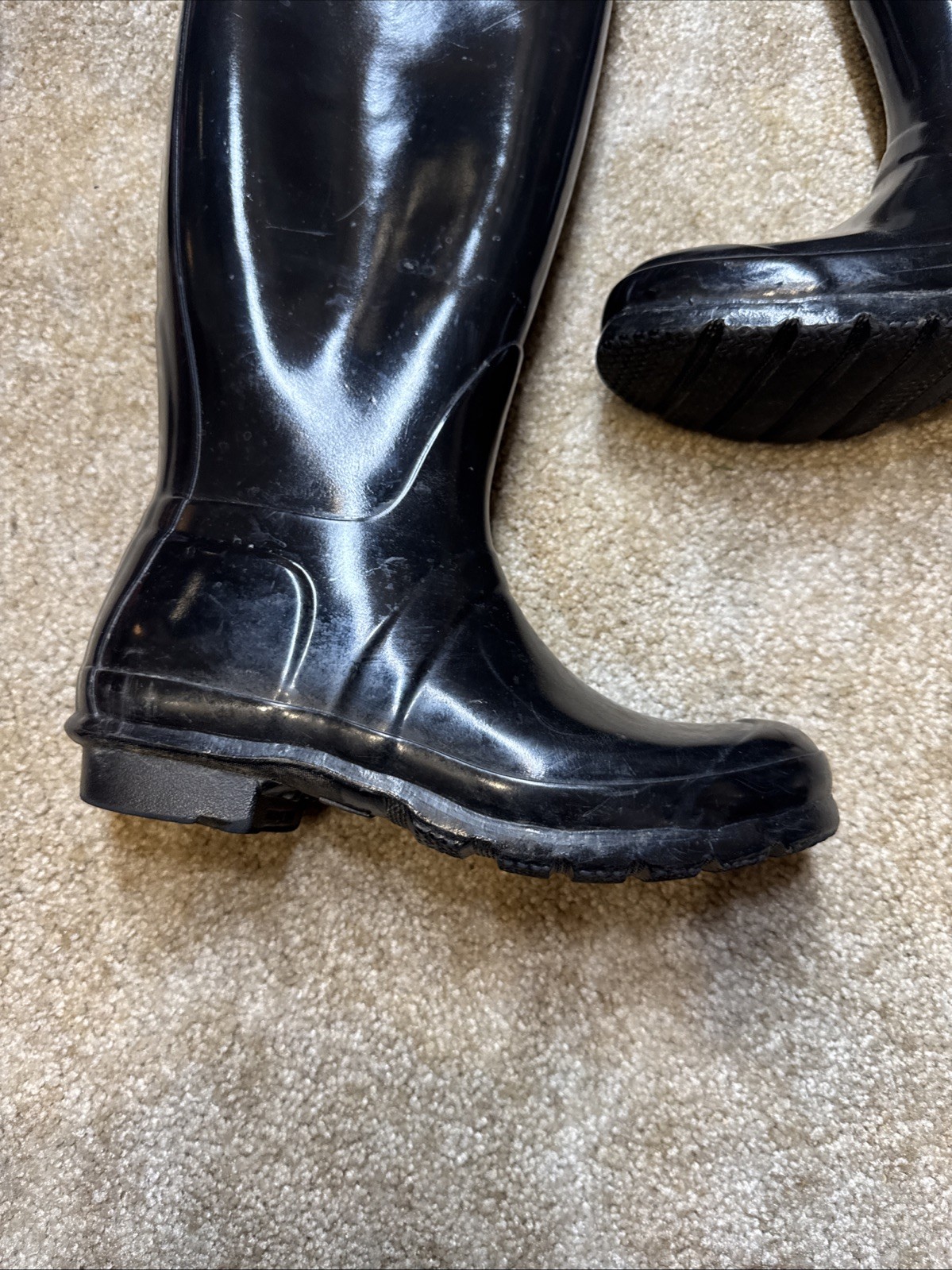 Hunter Original Tall Gloss Rain Boots Womens 6W Black Waterproof Wellies Classic