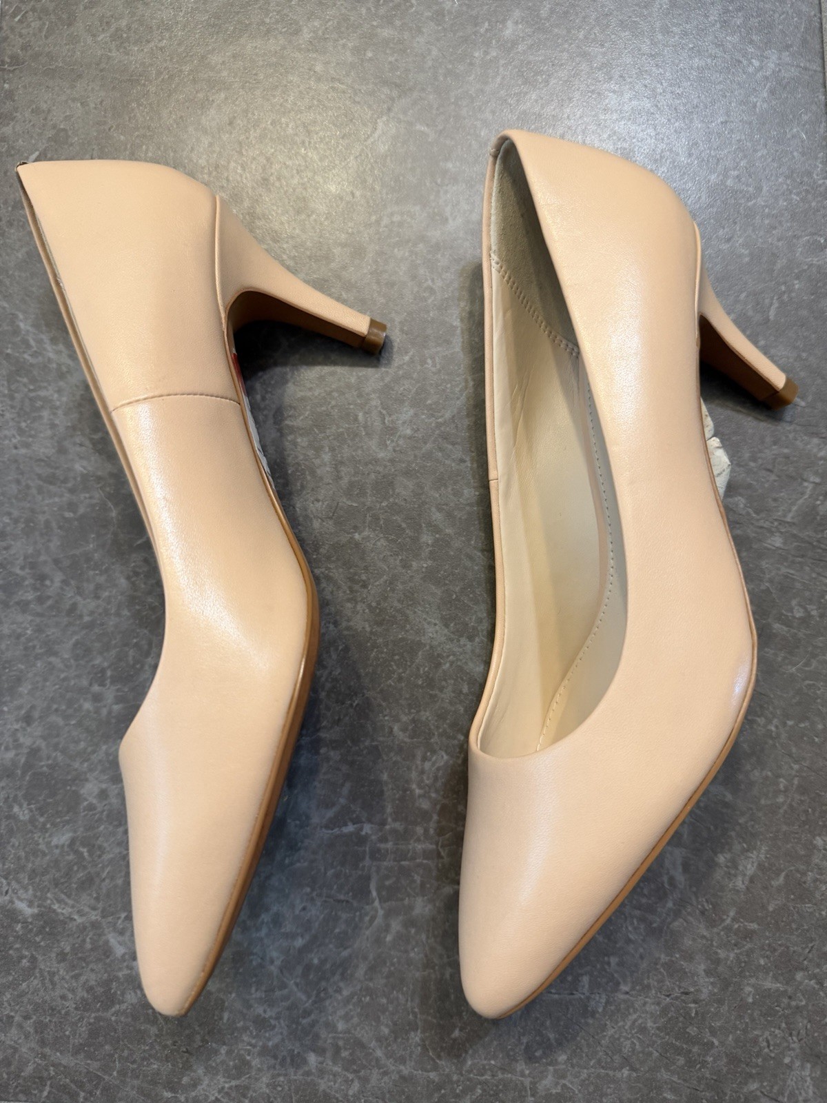 Cole Haan Harlow Kitten Heel Leather Pumps, Nude, Size 5.5