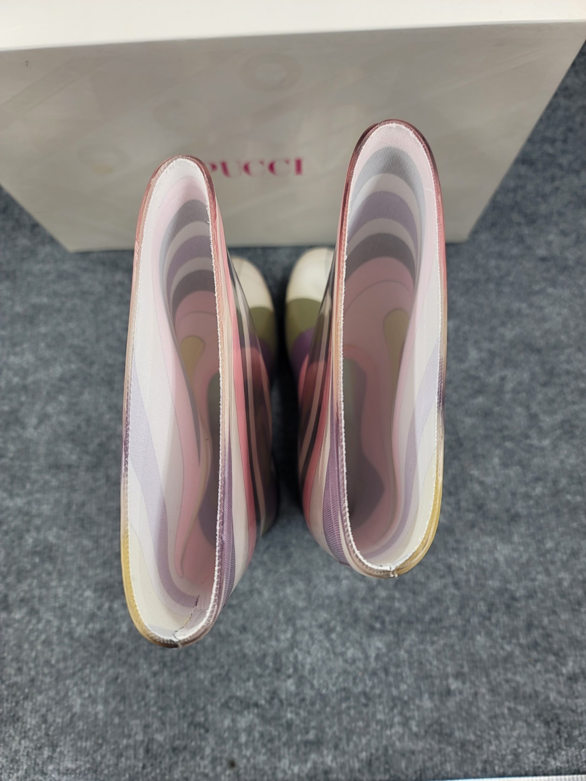 Emilio Pucci Rubber Baby Oval Violet Rain Boots Mid Calf Size 40 Never Worn