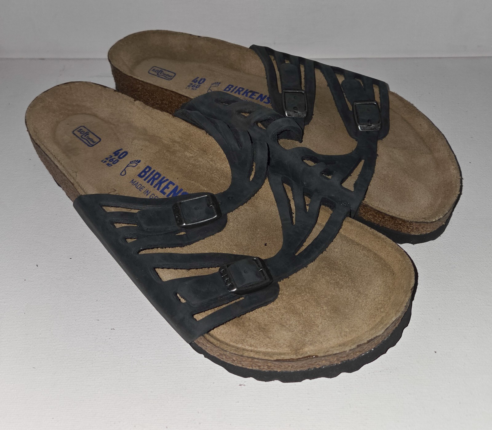 Birkenstock Granada Sandals GRAY Nubuck Leather Soft Footbed NEW Size 40 US 9