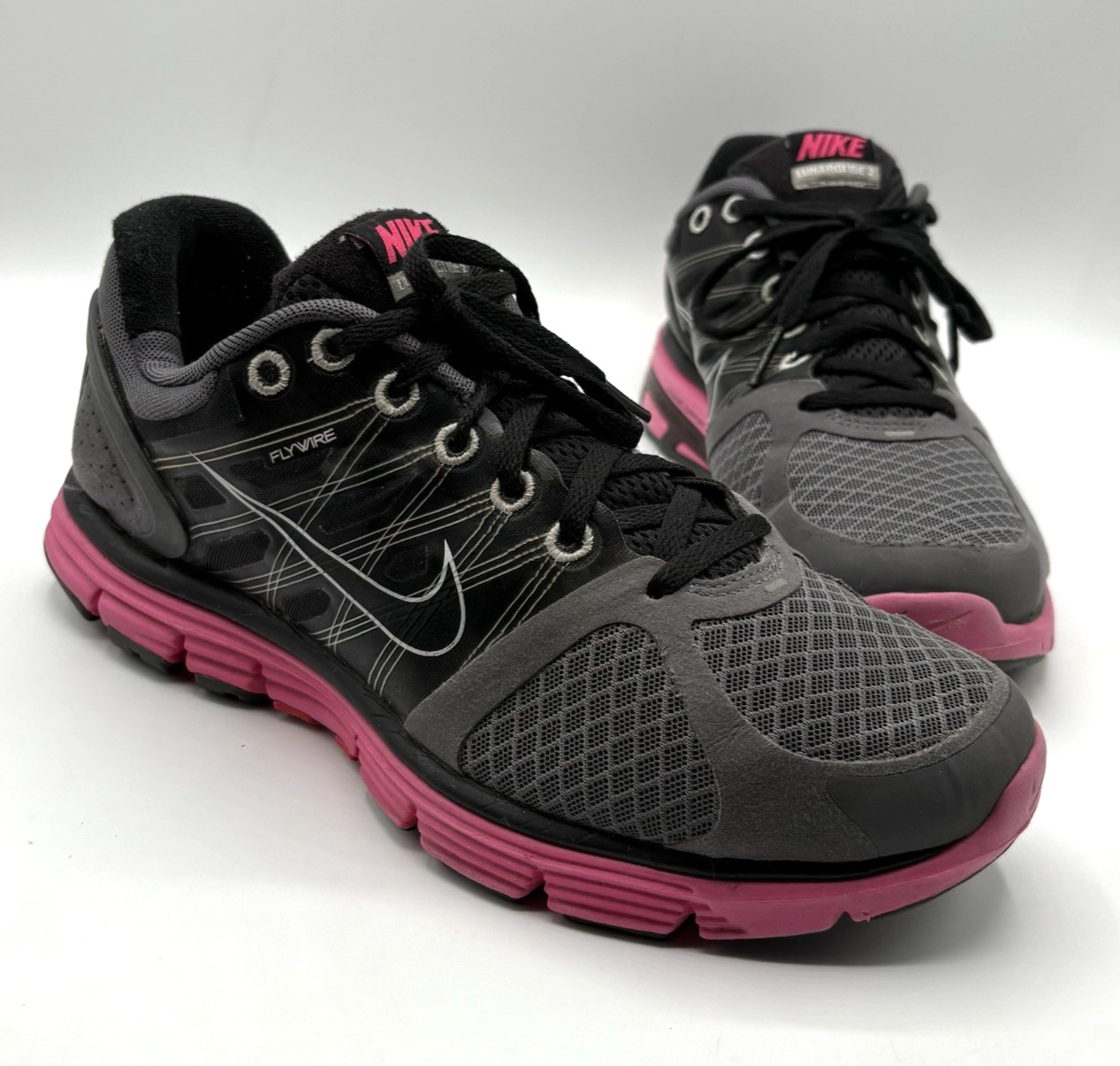 NIKE Lunar Glide 2 Sneaker Women’s Size 8 Black Fuchsia Athletic Shoe