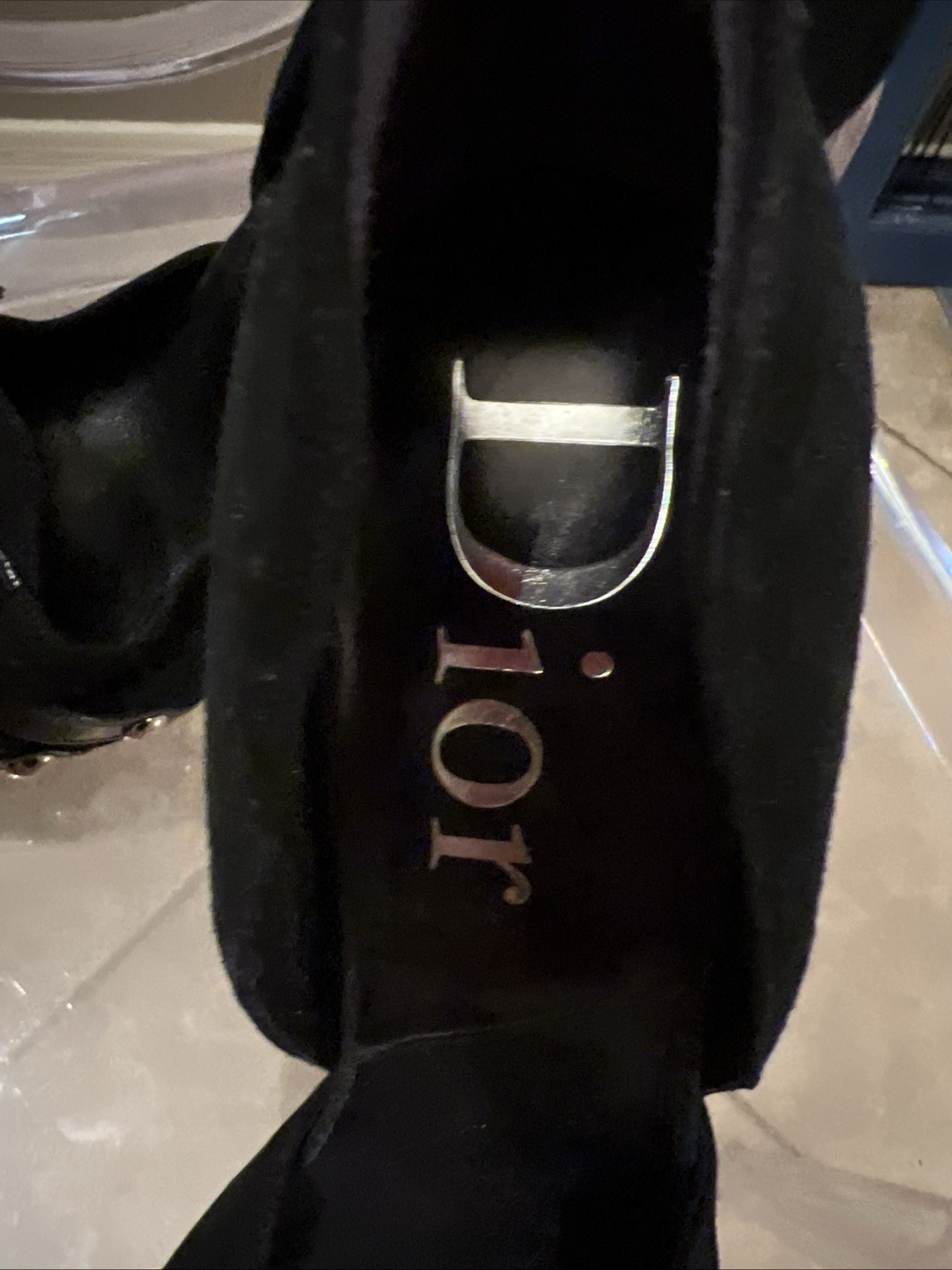 Christian Dior Black Suede Patent Leather logo buckle D’orsay heels Vintage EU37
