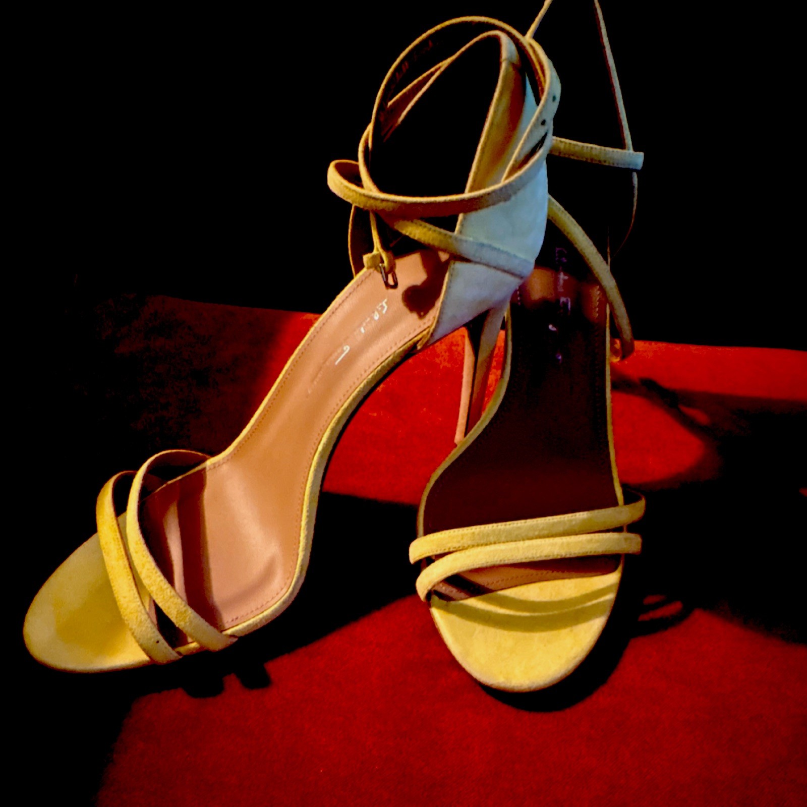 Salvatore Ferragamo Yellow Suede Strappy Ankle Strap Buckle Open Toe 10.5