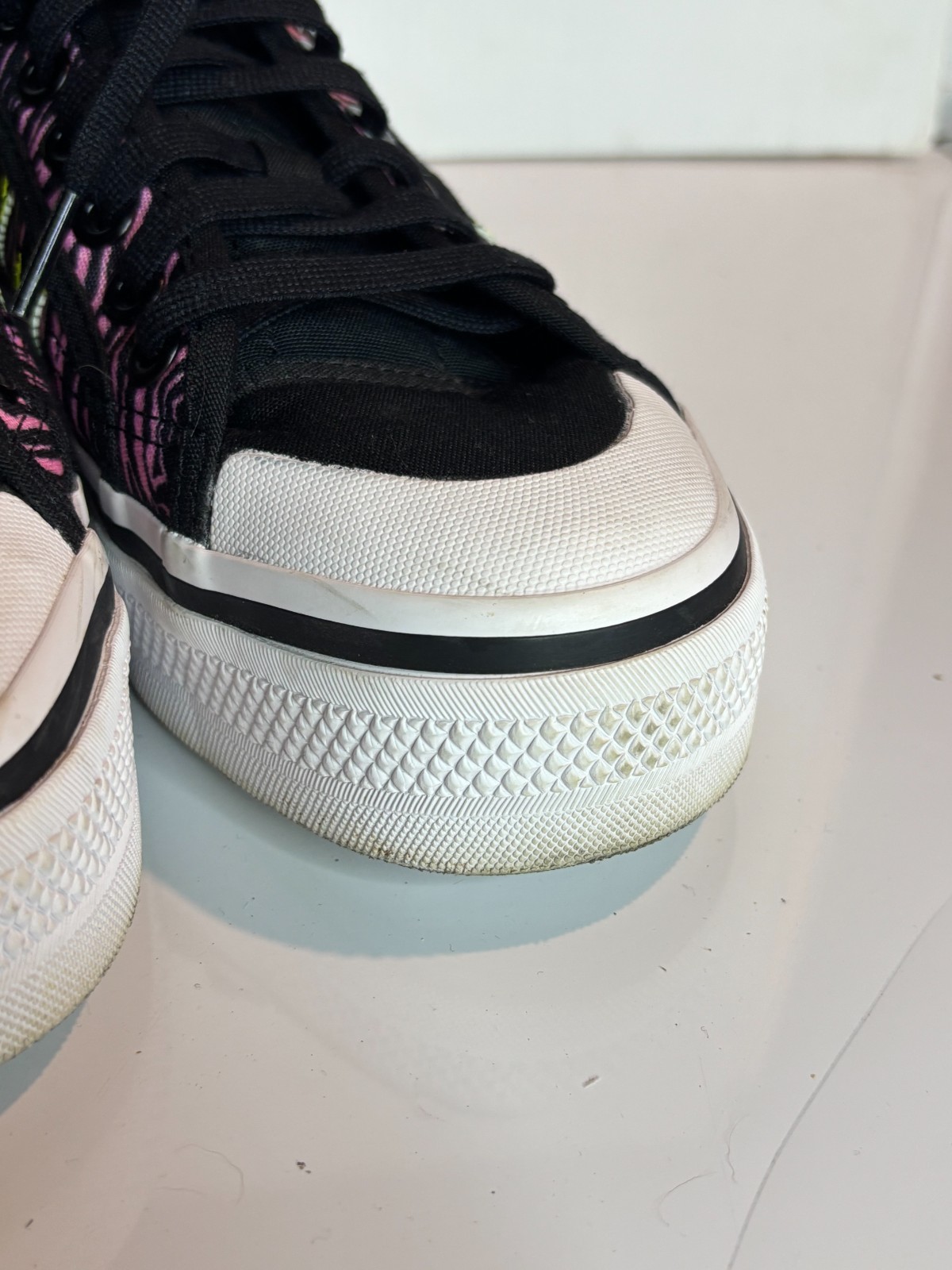 Adidas Originals Nizza Platform Black Pink Zebra Print Womens Lace Sneakers 9.5